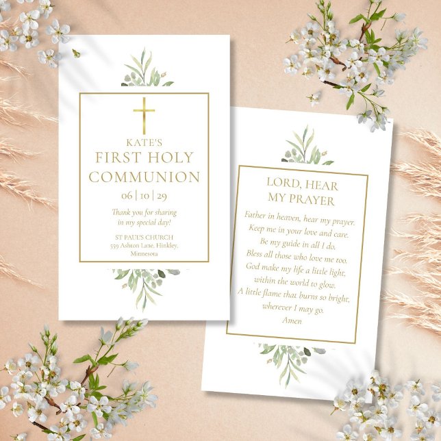 Greenery First Holy Communion Prayer Card Begleitkarte (Greenery First Holy Communion Prayer Card)