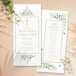 Greenery First Holy Communion Prayer Card Lesezeic