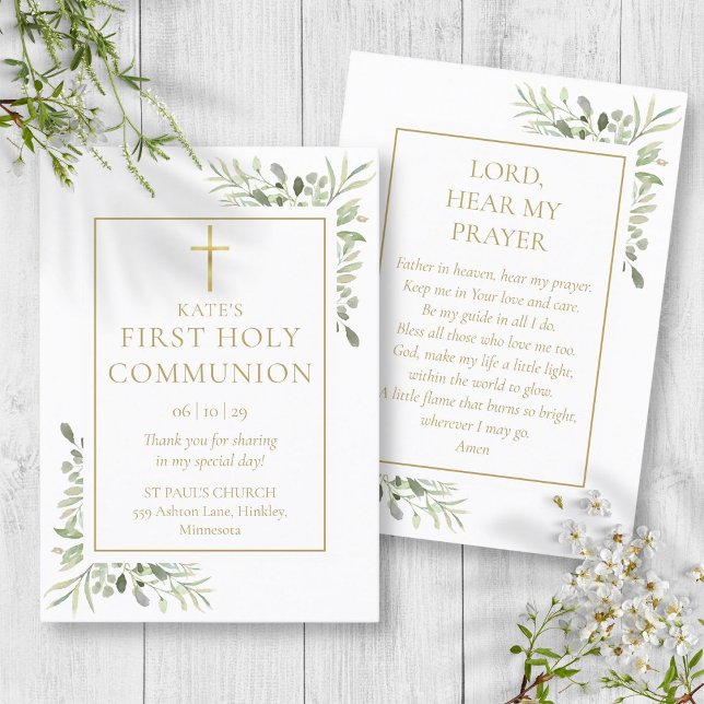 Greenery First Holy Communion Prayer Card Telefonnummerkarte (Greenery First Holy Communion Prayer Card)