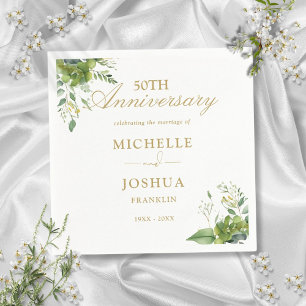 Greenery Floral 50. Hochzeitstag Serviette