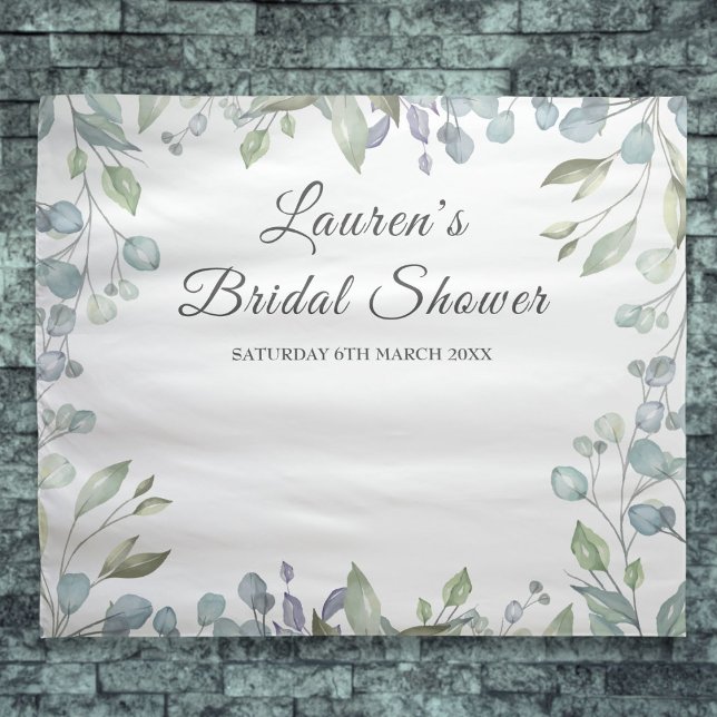 Greenery Floral Brautparty Foto Stand Hintergrund Wandteppich (Greenery Floral Bridal Shower Photo Booth Backdrop)
