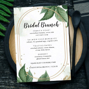 Greenery Floral Bridal Brunch Menü Menükarte