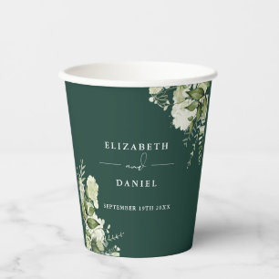 Greenery Floral Elegant Emerald Wedding Pappbecher