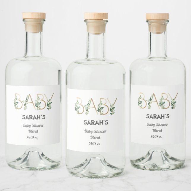 Greenery Floral Elegant Slogan Baby Shower Alkoholflaschenetikett (Flaschen)