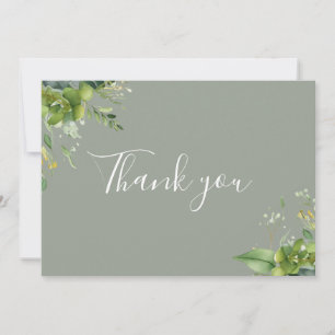 Greenery Floral Elegante Script Sage Green Dankeskarte