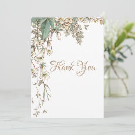 Greenery Floral Garland Script Elegante Hochzeit Dankeskarte