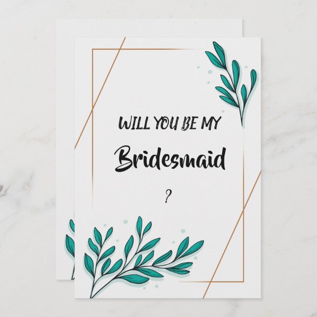 Greenery Floral Gold Foil Blätter Bridesmaid Einladung (Vorne/Hinten)