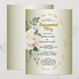 Greenery Floral Gold Geometric Engagement Party Einladung