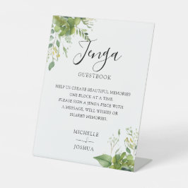Greenery Floral Jenga Wedding Guestbook Sockelschild