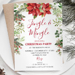 Greenery Floral Jingle & Mingle Winter Christmas Einladung<br><div class="desc">Greenery Floral Jingle & Mingle Winter Christmas Party</div>