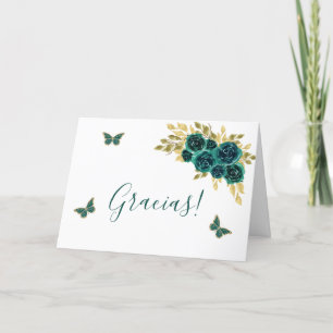 Greenery Floral Quinceañera Danke Karte