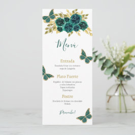 Greenery Floral Quinceañera Menükarte