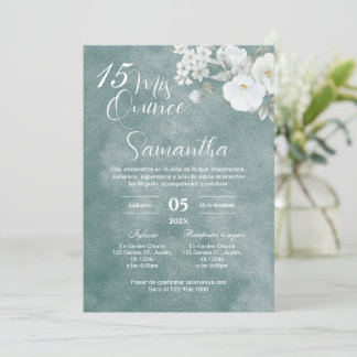 Greenery Floral Quinceañera Spanische Einladung