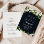 Greenery Floral Royal Blue Front & Back Wedding Einladung<br><div class="desc">Diese grüne,  blumenblaue Vorder- und Rückseite der Hochzeit lädt zu einer rustikalen Hochzeit ein. Das Design zeichnet sich durch elegante Aquarellbäume mit grünem Blattwerk in dunkelblauem Hintergrund aus. Rett Papier,  indem man mehr Details auf der Rückseite der Einladung anstatt auf einer separaten Gehäusekarte angibt.</div>