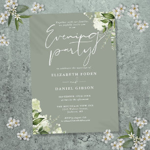 Greenery Floral Sage Green Wedding Abend Party Einladung
