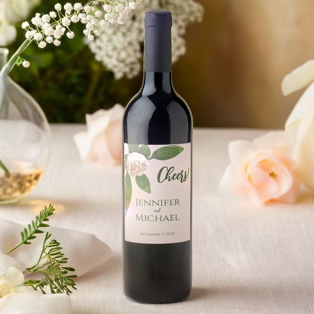 Greenery Floral Simple Elegante Hochzeit Weinetikett (Greenery Floral Simple Elegant Wedding Wine Label)