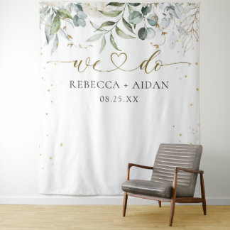 Greenery Floral Watercolor Wedding Wandteppich