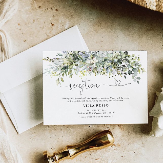 Greenery Floral Wedding Ceremony Empfang Card Begleitkarte (Von Creator hochgeladen)