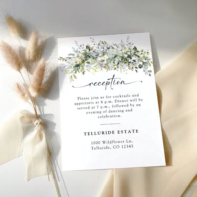 Greenery Floral Wedding Ceremony Empfang Card Begleitkarte (Von Creator hochgeladen)