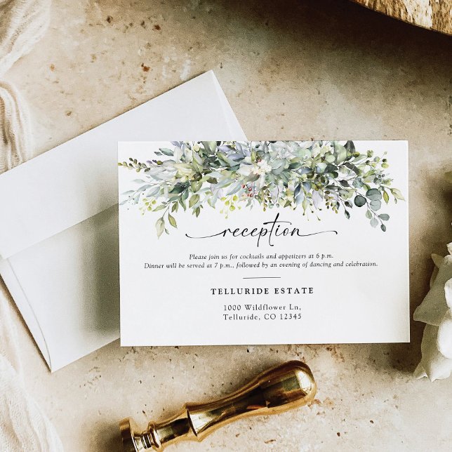 Greenery Floral Wedding Ceremony Empfang Card Begleitkarte (Von Creator hochgeladen)