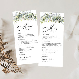 Greenery Floral Wedding Ceremony Menü Menükarte