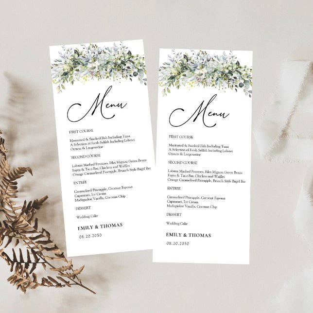 Greenery Floral Wedding Ceremony Menü Menükarte (Von Creator hochgeladen)