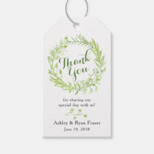 Greenery Floral Wreath Wedding Vielen Dank Geschenkanhänger
