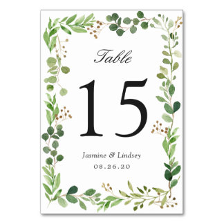 Greenery Foliage Blätter Border Frame Wedding Tischnummer