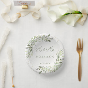 Greenery Foliage Eucalyptus Blätter Wedding Pappteller