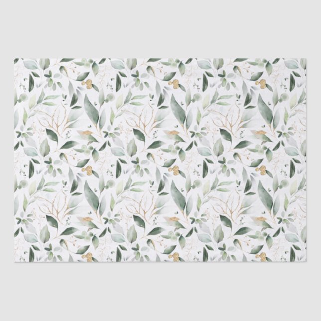 Greenery Foliage Gold Blätter Seidenpapier (Vorderseite)