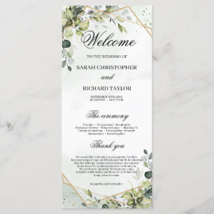 Greenery Foliage Imitate Goldene Hochzeit Programm