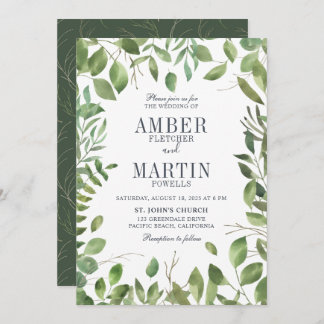 Greenery Foliage Leafy Wedding Einladung