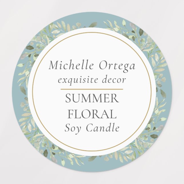 Greenery Foliage Moderner Eleganter Gold Circle Etiketten (Design 1)