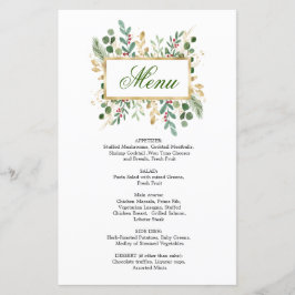 Greenery Foliage Red Berry Wedding Weihnachtsmenü