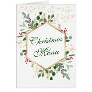 Greenery Foliage Red Berry Wedding Weihnachtsmenü