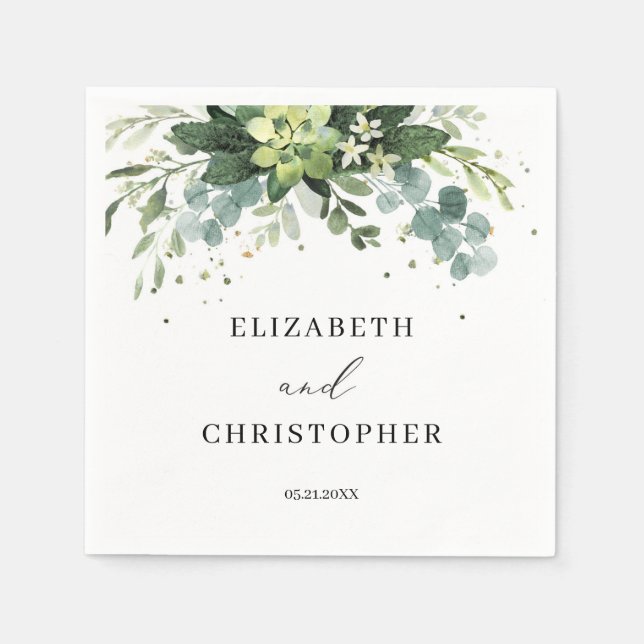 Greenery Foliage Succulent Wedding Napkins Boho Serviette (Vorderseite)