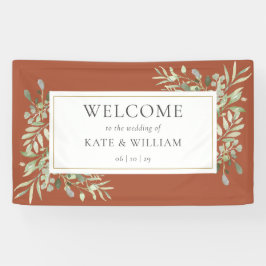 Greenery Foliage Terracotta Wedding Willkommen Banner