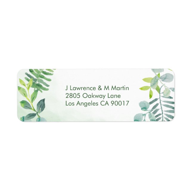 Greenery Foliage Watercolor Address Labels (Vorne)