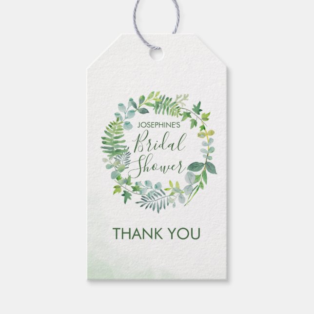 Greenery Foliage Wreath Brautparty Fevor Geschenkanhänger (Vorderseite)