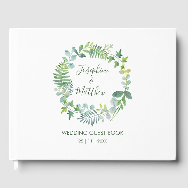 Greenery Foliage Wreath Wedding Gästebuch (Vorderseite)