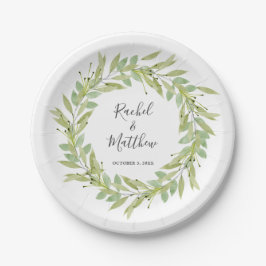 Greenery Foliage Wreath Wedding Pappteller