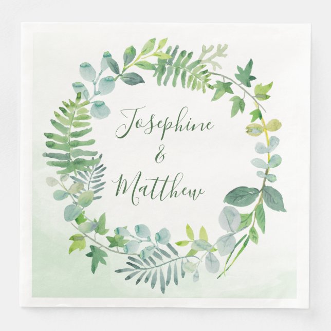 Greenery Foliage Wreath Wedding Serviette (Vorderseite)