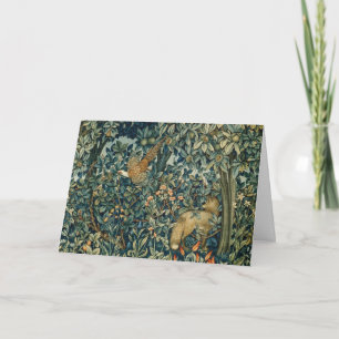 GREENERY,FOREST ANIMALS Pheasant ,Fox,Green Floral Feiertagskarte