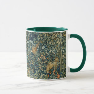 GREENERY,FOREST ANIMALS Pheasant ,Fox,Green Floral Tasse