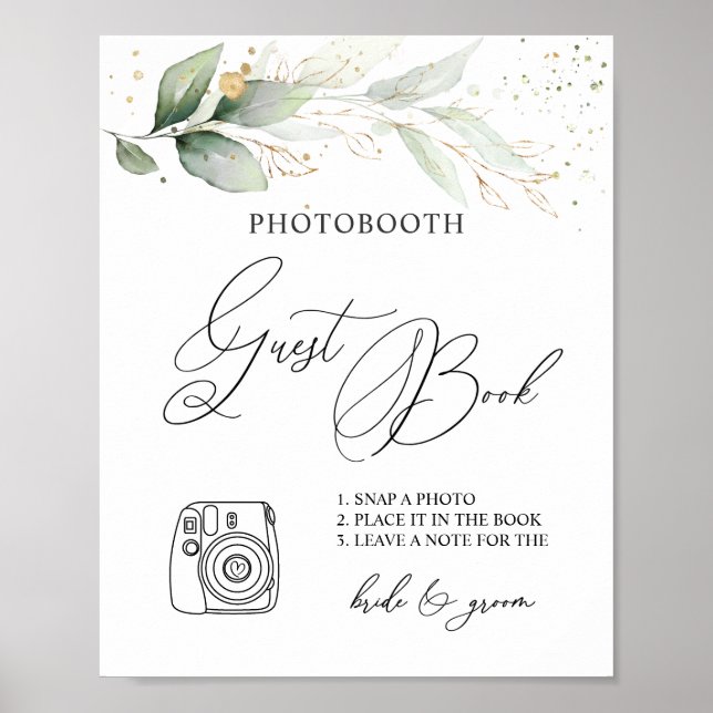 Greenery Foto Guest Book Sign Poster (Vorne)