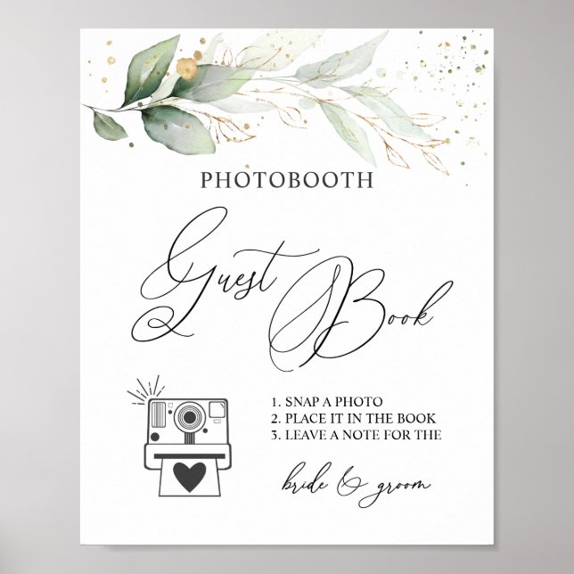 Greenery Foto Guest Book Sign Poster (Vorne)