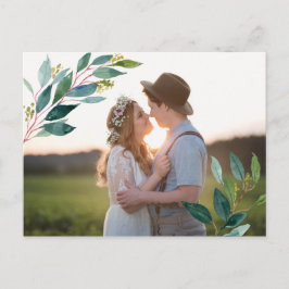 Greenery Foto Wedding Danke Postcard Postkarte