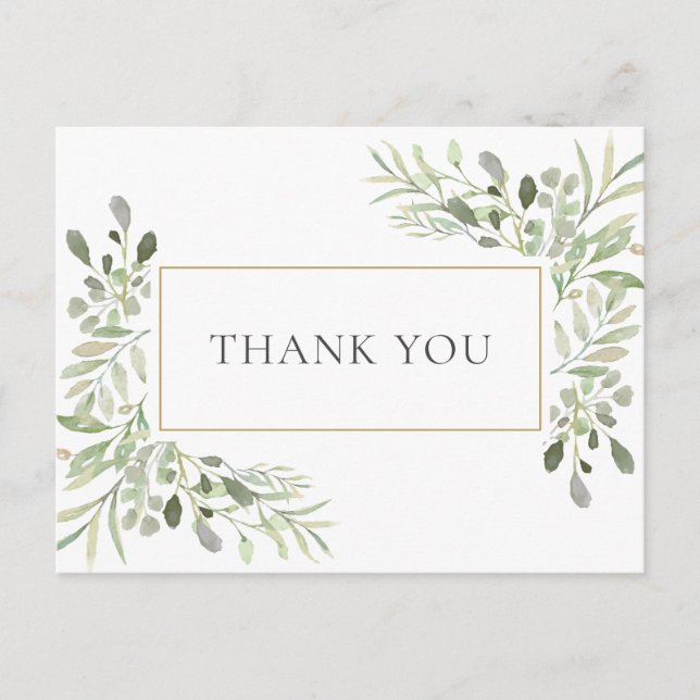 Greenery Foto Wedding Danke Postcard Postkarte (Vorderseite)