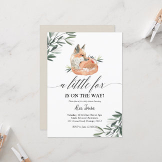 Greenery Fox Baby Shower Einladung