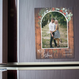 Greenery Frory Christmas Arch Foto Cherry Wood Magnetkarte